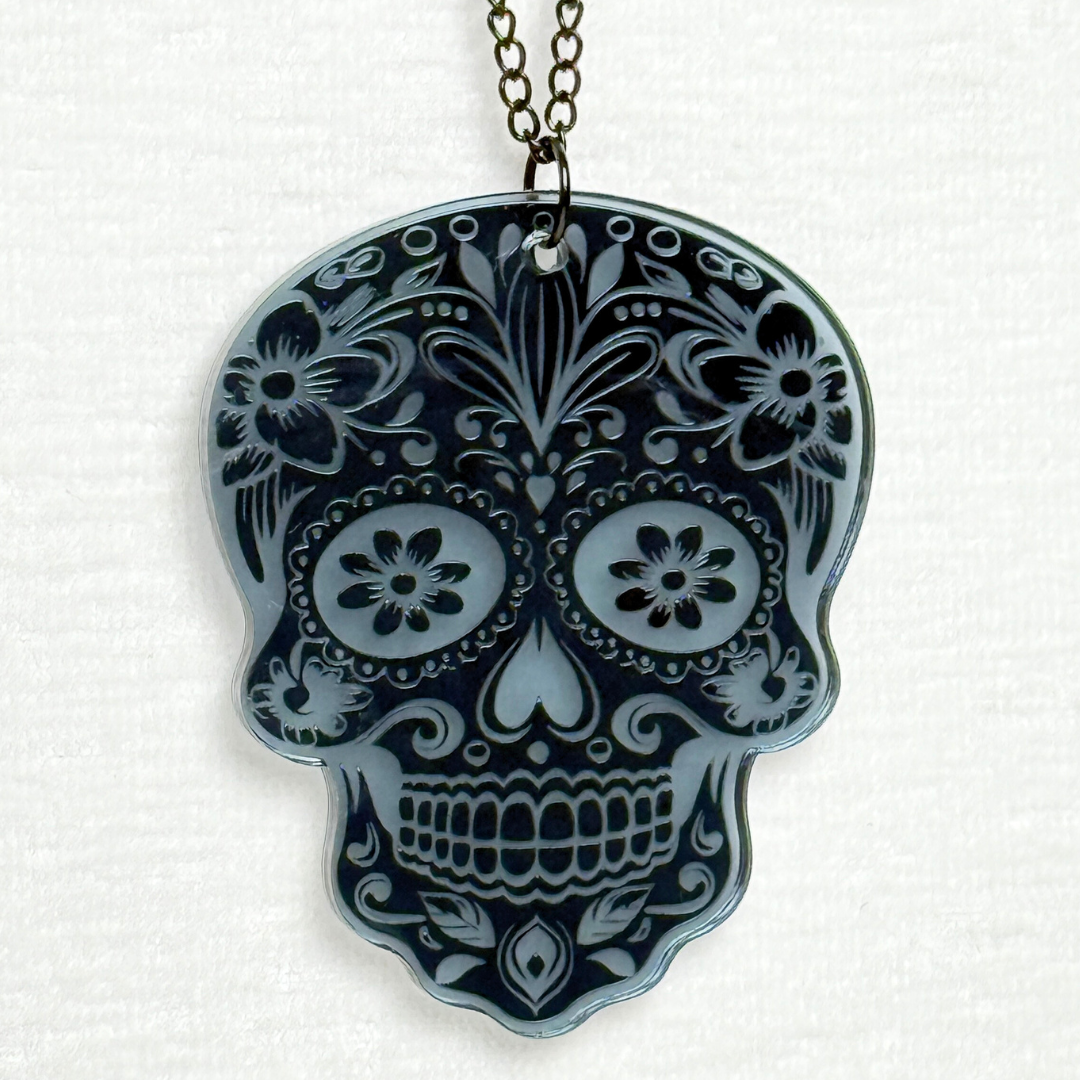 Black Sugar Skull Car Charm