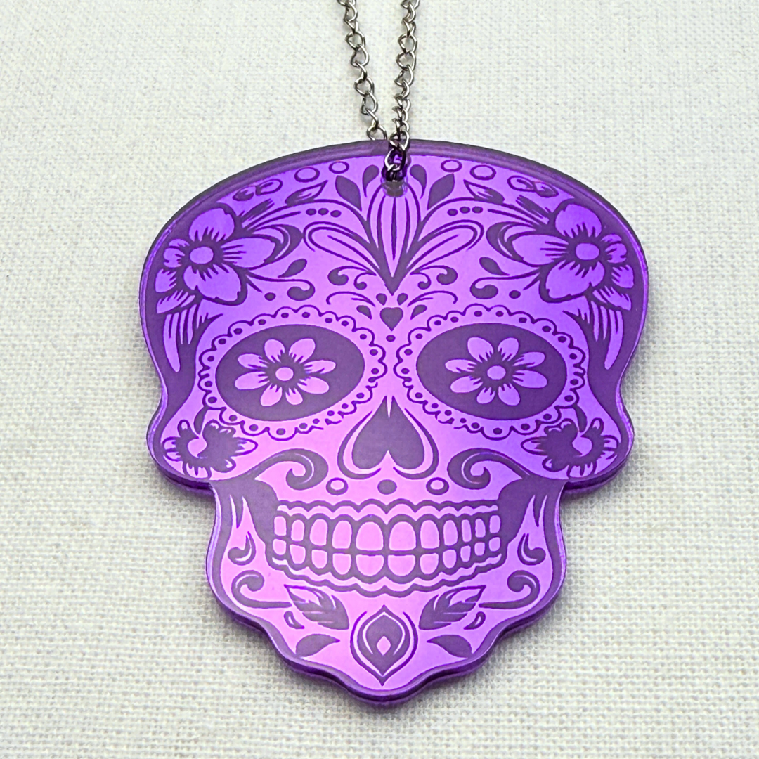Purple Sugar Skull Car Charm