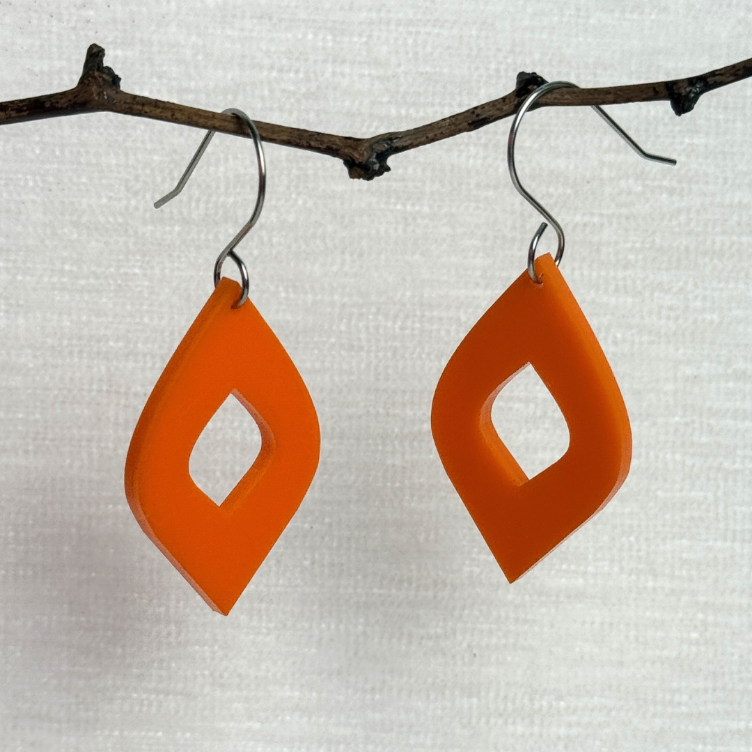 Modern Acrylic Earrings - Blue or Orange