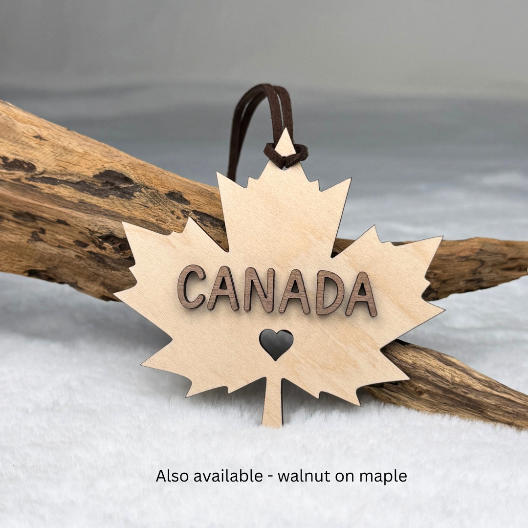 Canadian Maple Leaf Wood Ornament - Canada Gift & Souvenir
