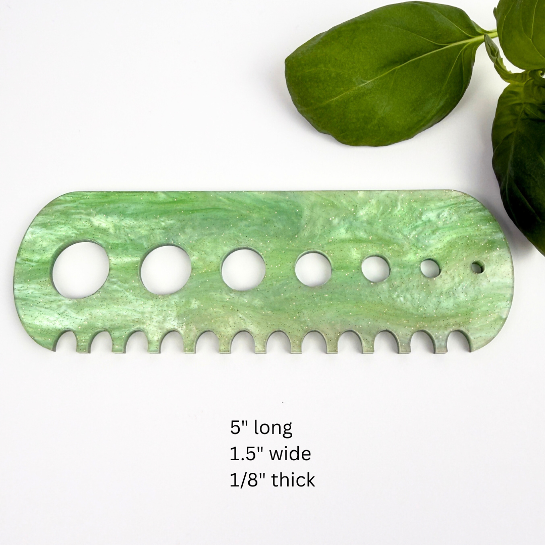 Green Acrylic Herb Stripper – 7 Hole Kitchen Tool