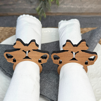 Christmas Bell Wooden Napkin Rings - Holiday Table Decor