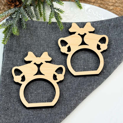 Christmas Bell Wooden Napkin Rings - Holiday Table Decor