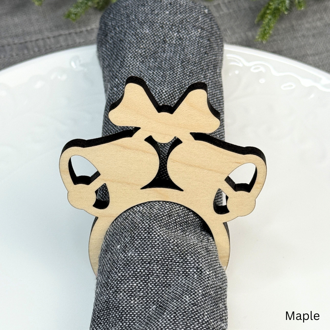 Christmas Bell Wooden Napkin Rings - Holiday Table Decor
