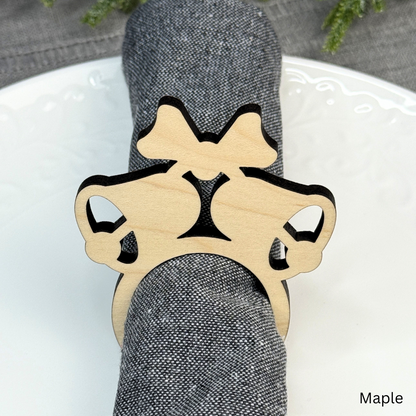 Christmas Bell Wooden Napkin Rings - Holiday Table Decor