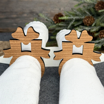Present Wooden Napkin Rings - Christmas Table Decor