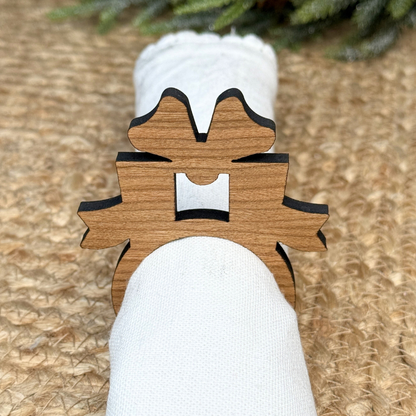 Present Wooden Napkin Rings - Christmas Table Decor