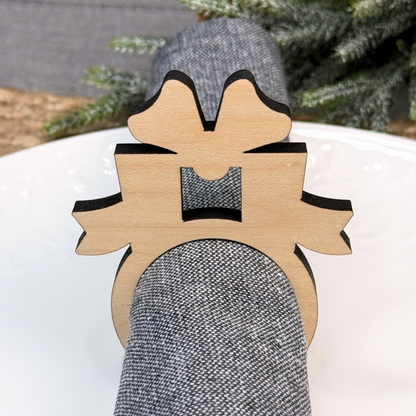 Present Wooden Napkin Rings - Christmas Table Decor