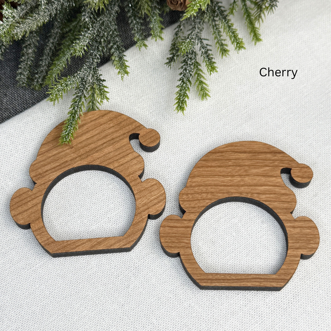 Santa Wooden Napkin Rings - Christmas Table Decor