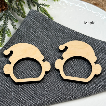Santa Wooden Napkin Rings - Christmas Table Decor