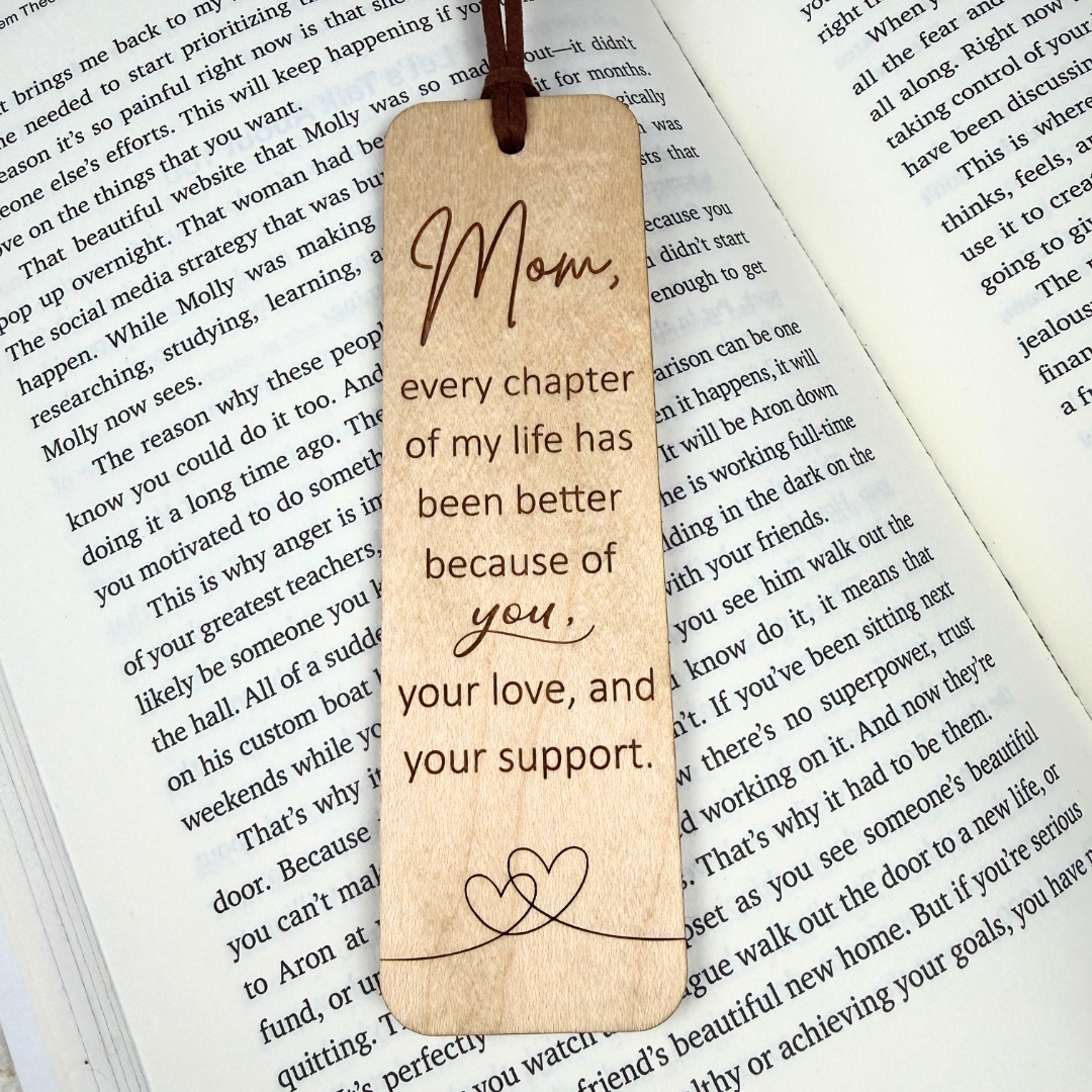 Engraved Wooden Bookmark for Mom – Personalized Gift for Book Lovers