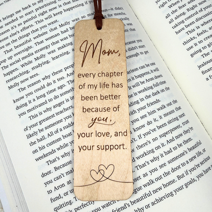 Engraved Wooden Bookmark for Mom – Personalized Gift for Book Lovers