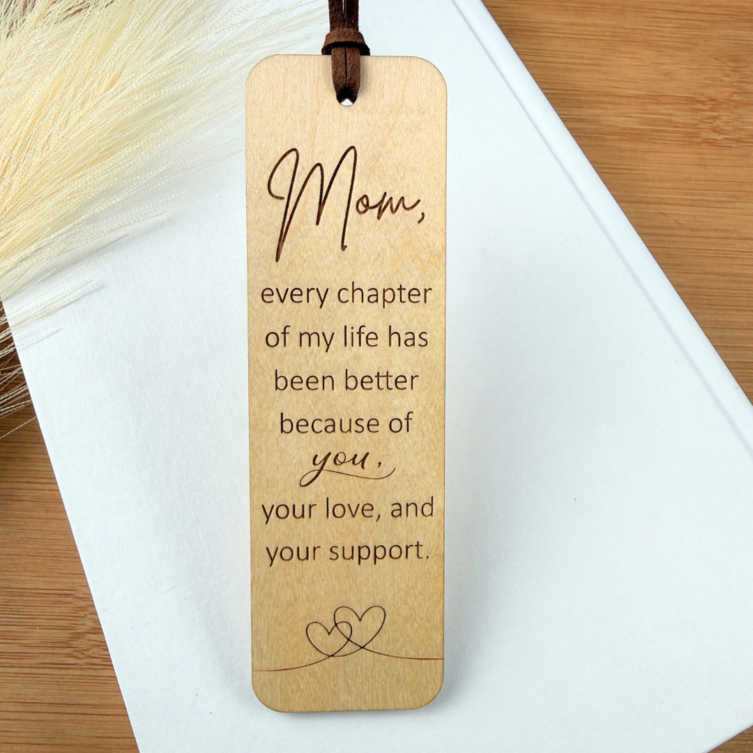 Engraved Wooden Bookmark for Mom – Personalized Gift for Book Lovers