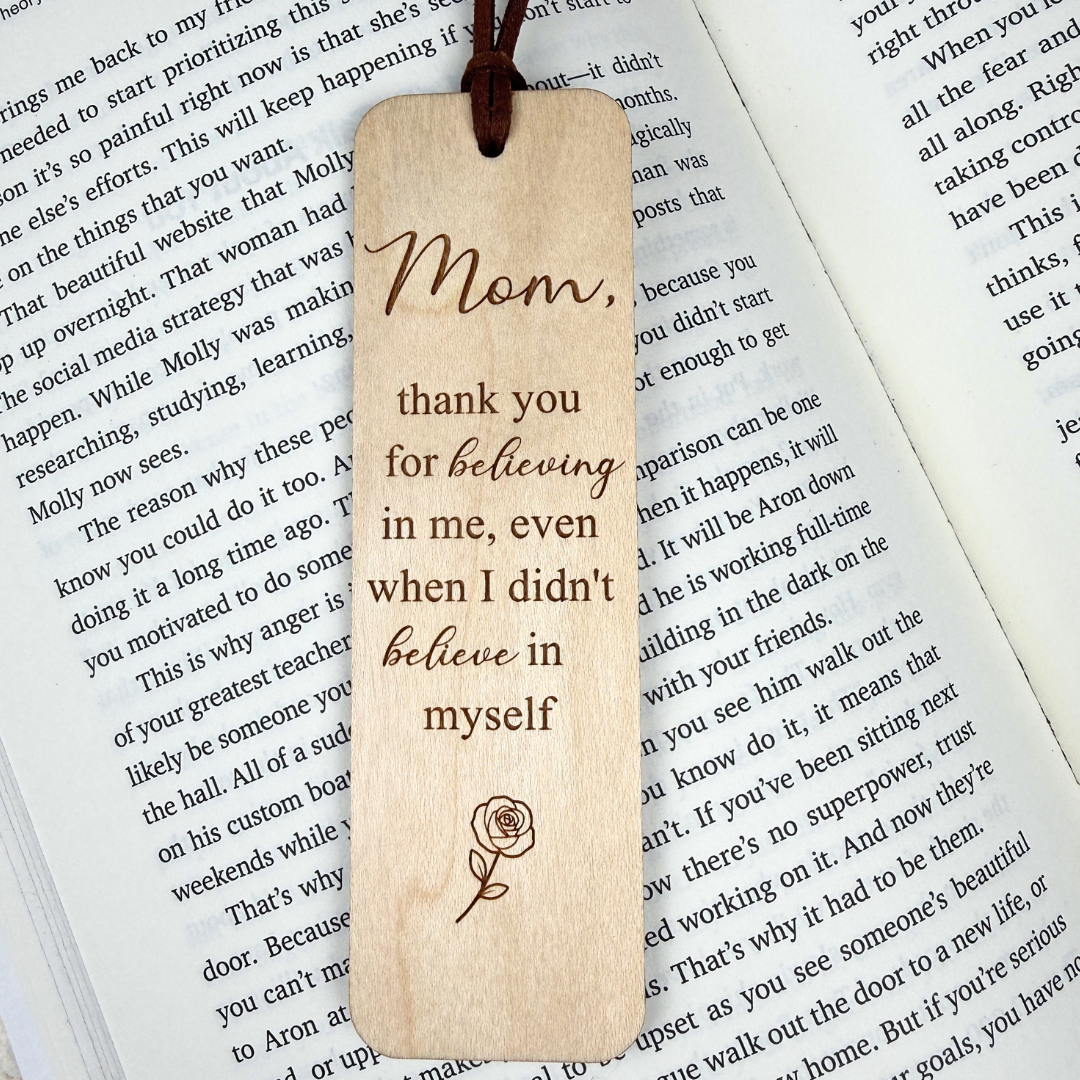Engraved Wooden Bookmark for Mom – Meaningful Thank You Gift, Personalized Gift