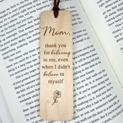 Engraved Wooden Bookmark for Mom – Meaningful Thank You Gift, Personalized Gift