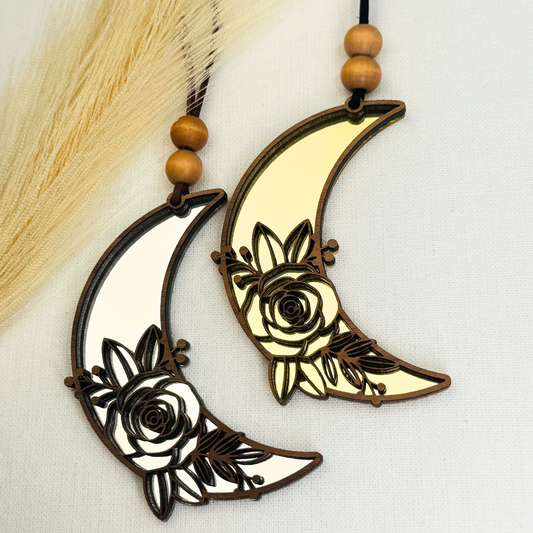 Boho Rose and Moon Car Charm