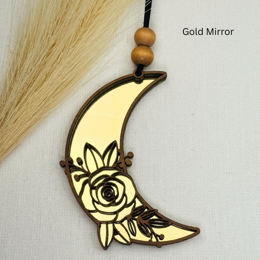 Boho Rose and Moon Car Charm