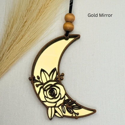 Boho Rose and Moon Car Charm