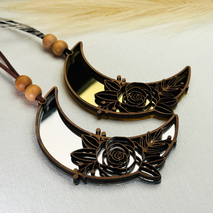 Boho Rose and Moon Car Charm