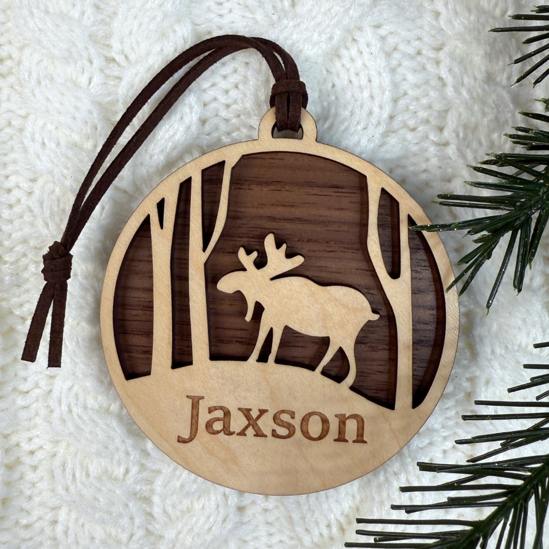 Moose Ornament with Customizable Name