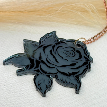 Gunmetal Rose Car Charm