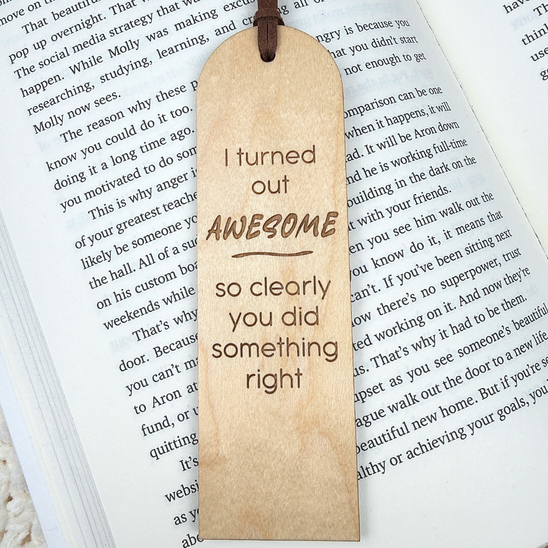 Bookmark with text on an open book