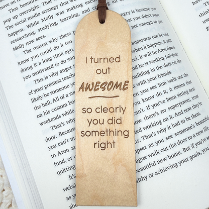 Bookmark with text on an open book
