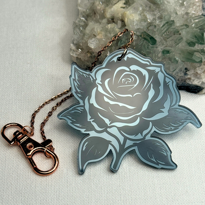 Gunmetal Rose Car Charm