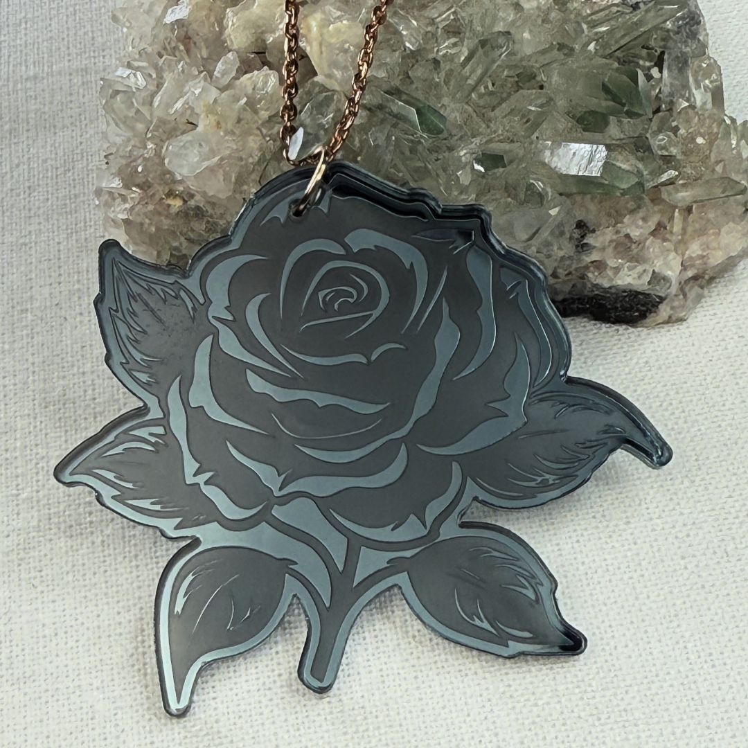 Gunmetal Rose Car Charm