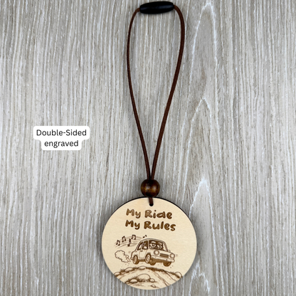 My Ride My Rules Car Charm – Rearview Mirror Hanging Ornament