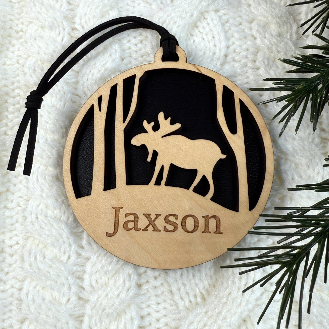 Moose Ornament with Customizable Name
