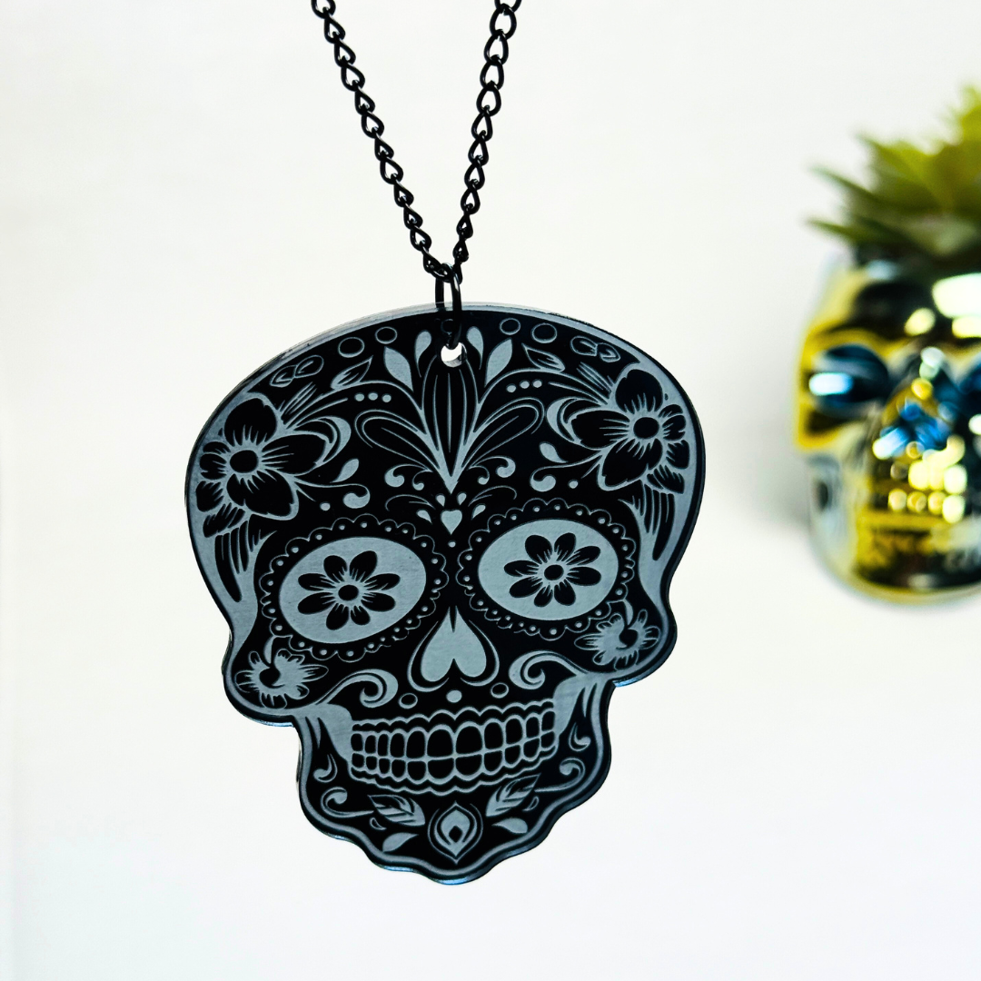 Black Sugar Skull Car Charm