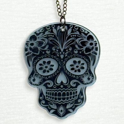 Black Sugar Skull Car Charm