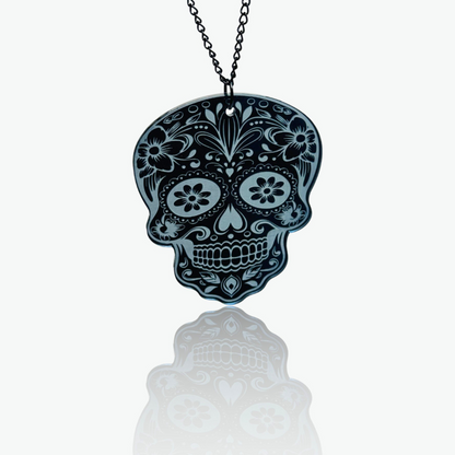 Black Sugar Skull Car Charm