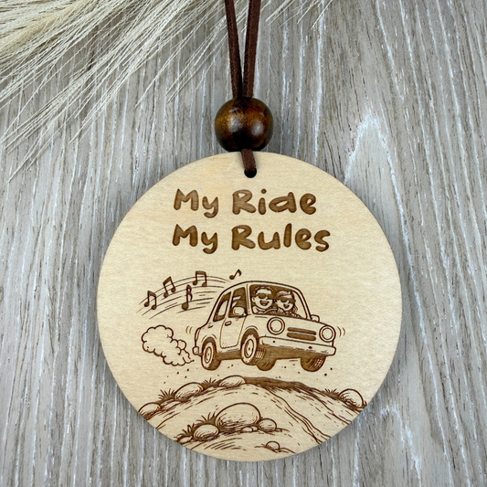 My Ride My Rules Car Charm – Rearview Mirror Hanging Ornament