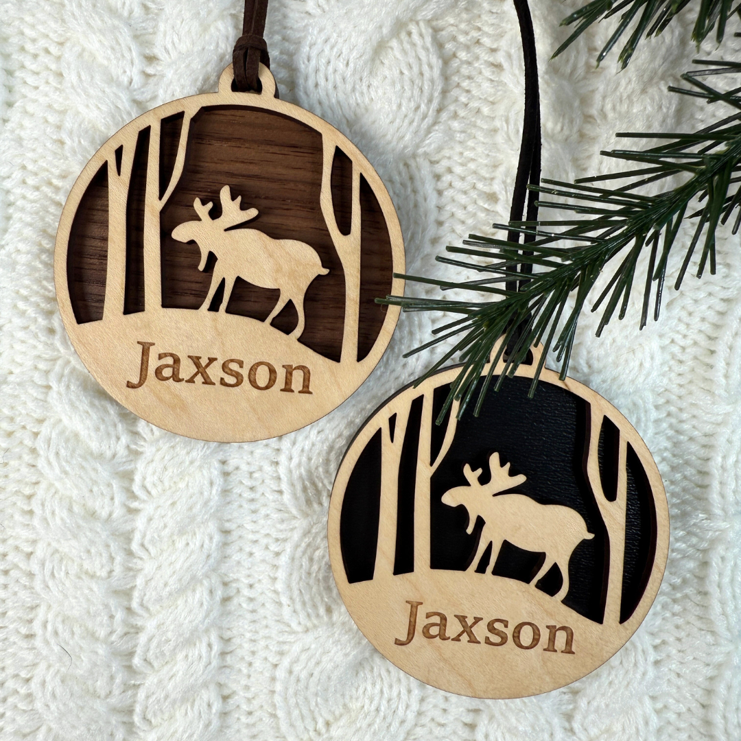 Moose Ornament with Customizable Name