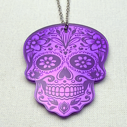 Purple Sugar Skull Car Charm