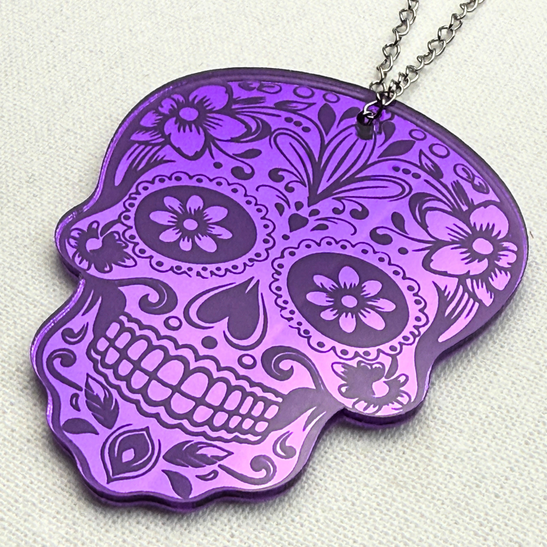 Purple Sugar Skull Car Charm