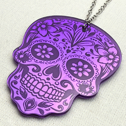 Purple Sugar Skull Car Charm
