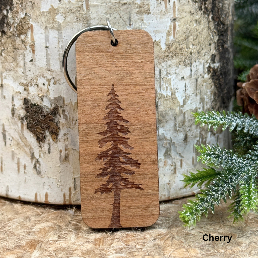 Forest Tree Wooden Keychain