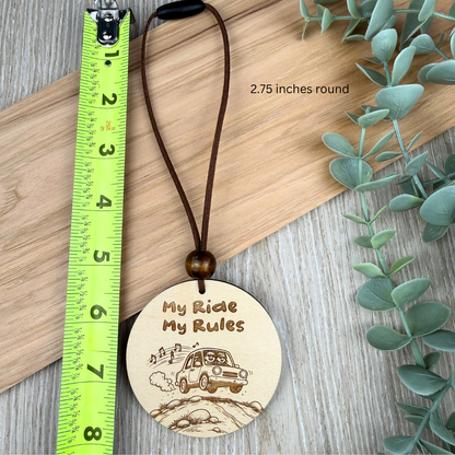 My Ride My Rules Car Charm – Rearview Mirror Hanging Ornament