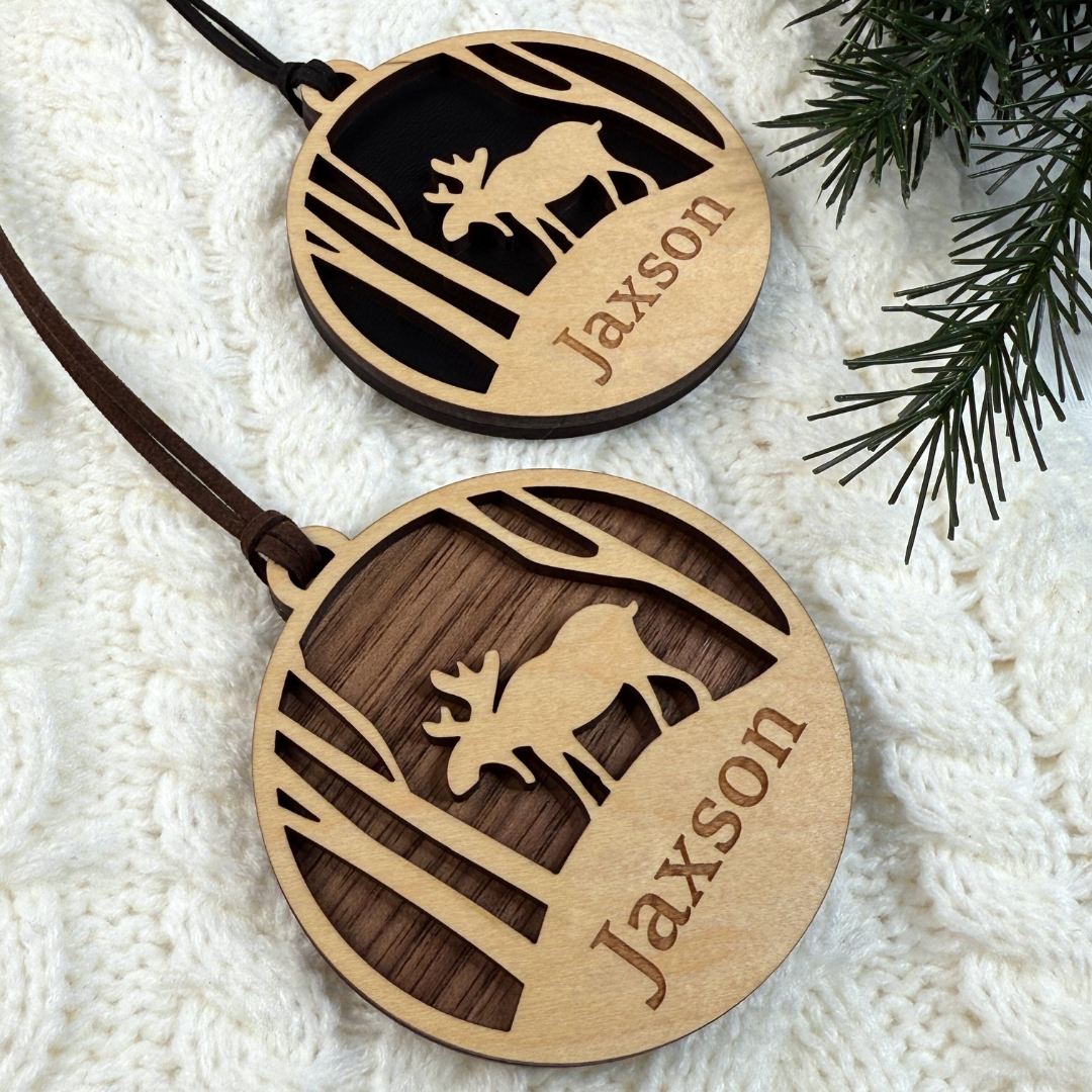 Moose Ornament with Customizable Name