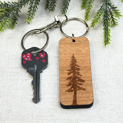 Forest Tree Wooden Keychain