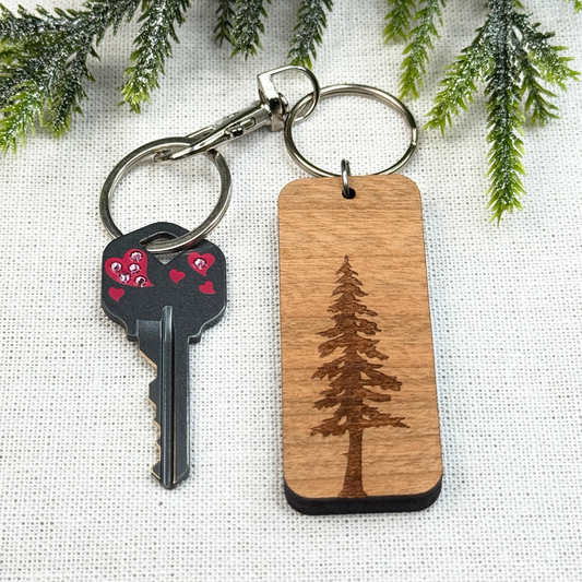 Forest Tree Wooden Keychain