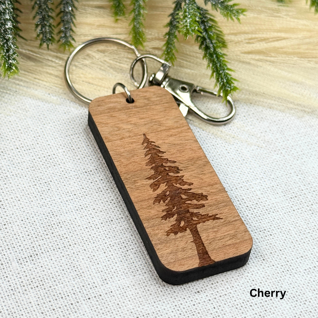 Forest Tree Wooden Keychain