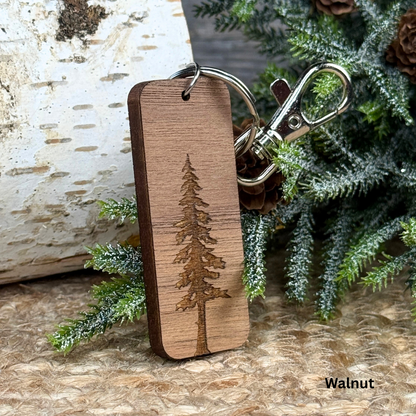 Forest Tree Wooden Keychain