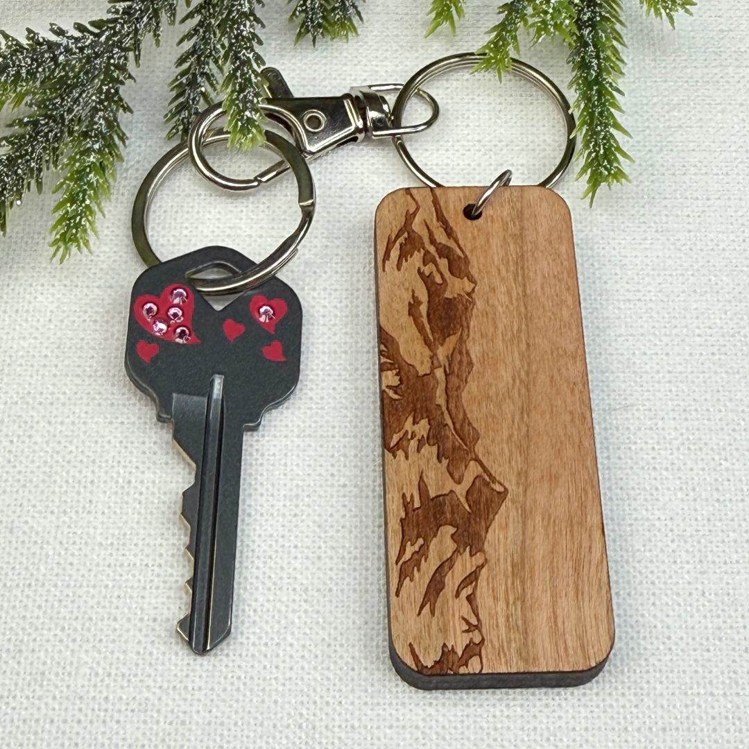 Mountain Wooden Keychain