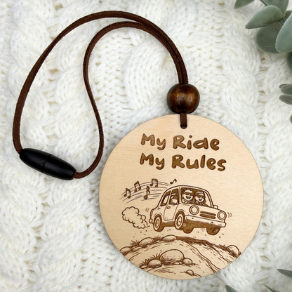 My Ride My Rules Car Charm – Rearview Mirror Hanging Ornament