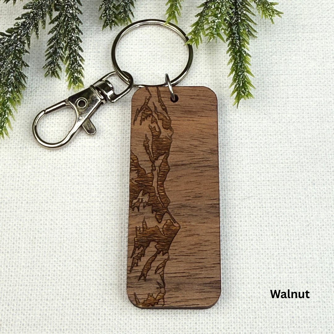 Mountain Wooden Keychain