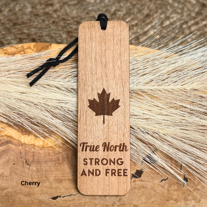 Maple Leaf Wooden Bookmark – True North Strong & Free